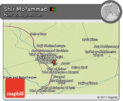 Physical Panoramic Map of Shīr Moḩammad