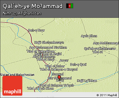 Physical Panoramic Map of Qal`eh-ye Moḩammad