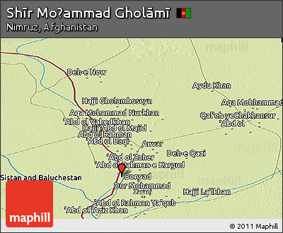 Physical Panoramic Map of Shīr Moḩammad Gholāmī