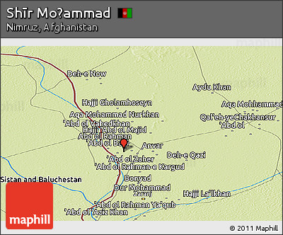 Physical Panoramic Map of Shīr Moḩammad