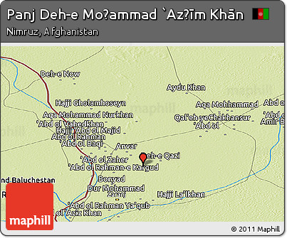 Physical Panoramic Map of Panj Deh-e Moḩammad `Az̧īm Khān