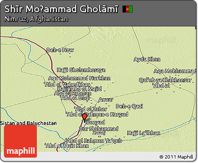 Physical Panoramic Map of Shīr Moḩammad Gholāmī