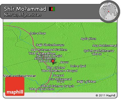 Political Panoramic Map of Shīr Moḩammad