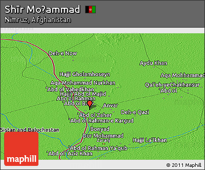 Political Panoramic Map of Shīr Moḩammad