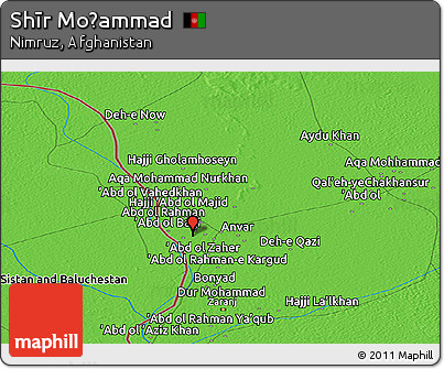 Political Panoramic Map of Shīr Moḩammad