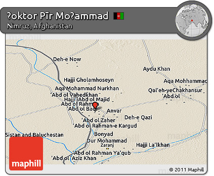 Shaded Relief Panoramic Map of Ḏoktor Pīr Moḩammad