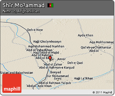 Shaded Relief Panoramic Map of Shīr Moḩammad