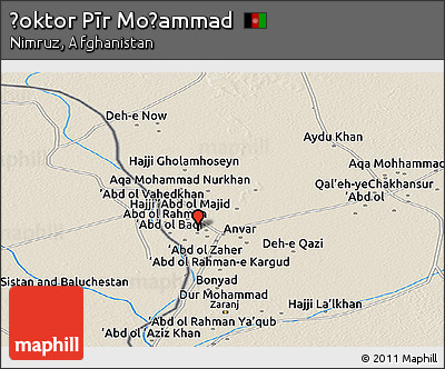 Shaded Relief Panoramic Map of Ḏoktor Pīr Moḩammad
