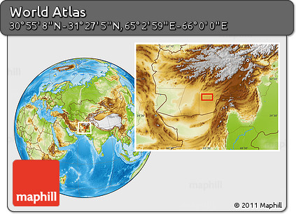 Physical Location Map of the Area around 31° 11' 6" N, 65° 31' 30" E