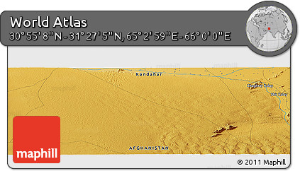 Physical Panoramic Map of the Area around 31° 11' 6" N, 65° 31' 30" E