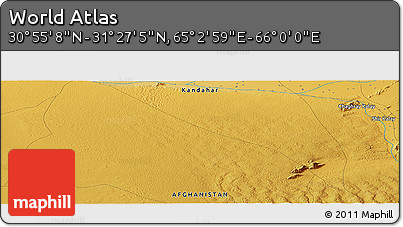 Physical Panoramic Map of the Area around 31° 11' 6" N, 65° 31' 30" E