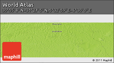 Physical Panoramic Map of the Area around 31° 11' 6" N, 6° 1' 30" E