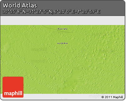 Physical 3D Map of the Area around 31° 11' 6" N, 6° 52' 30" E