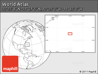 Blank Location Map of the Area around 31° 11' 6" N, 72° 10' 30" W
