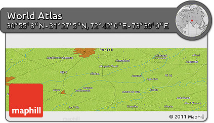 Physical Panoramic Map of the Area around 31° 11' 6" N, 73° 10' 30" E