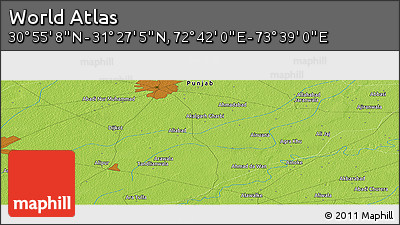 Physical Panoramic Map of the Area around 31° 11' 6" N, 73° 10' 30" E