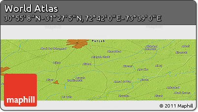 Physical Panoramic Map of the Area around 31° 11' 6" N, 73° 10' 30" E