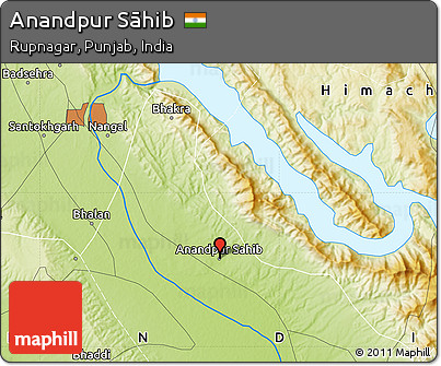 Physical Map of Anandpur Sāhib