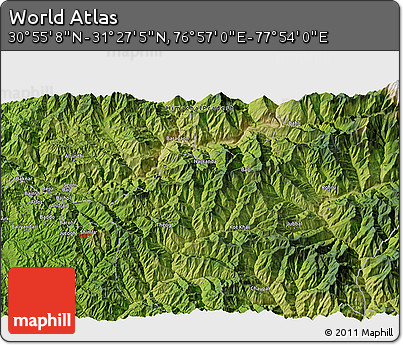 Satellite 3D Map of the Area around 31° 11' 6" N, 77° 25' 30" E