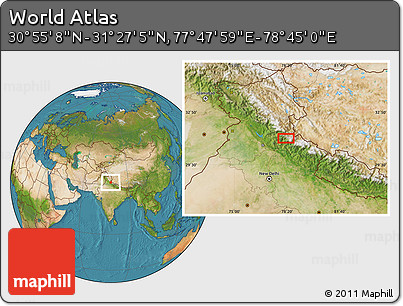 Satellite Location Map of the Area around 31° 11' 6" N, 78° 16' 30" E