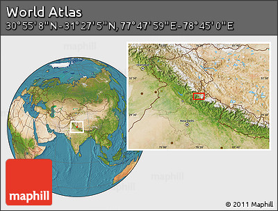 Satellite Location Map of the Area around 31° 11' 6" N, 78° 16' 30" E