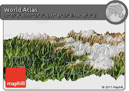 Satellite Panoramic Map of the Area around 31° 11' 6" N, 78° 16' 30" E