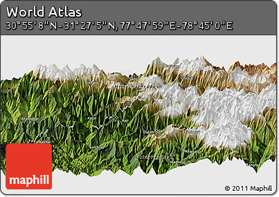 Satellite Panoramic Map of the Area around 31° 11' 6" N, 78° 16' 30" E