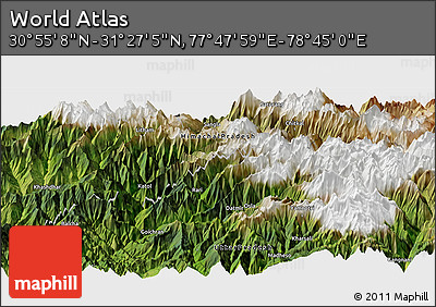 Satellite Panoramic Map of the Area around 31° 11' 6" N, 78° 16' 30" E