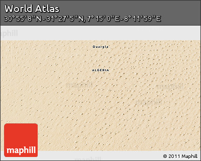 Satellite 3D Map of the Area around 31° 11' 6" N, 7° 43' 29" E