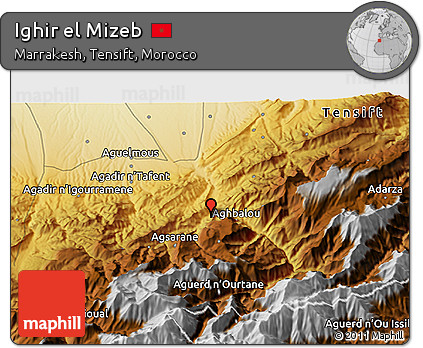 Physical 3D Map of Ighir El Mizeb