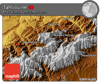Physical 3D Map of Tahliouine