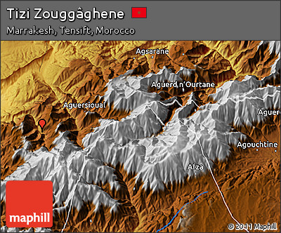 Physical 3D Map of Tizi Zouggâghene