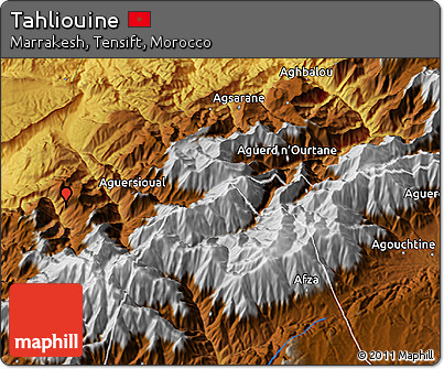 Physical 3D Map of Tahliouine
