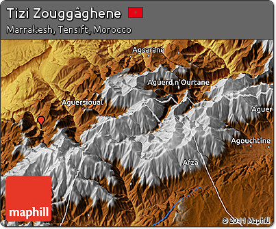 Physical 3D Map of Tizi Zouggâghene