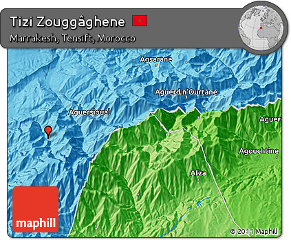 Political 3D Map of Tizi Zouggâghene