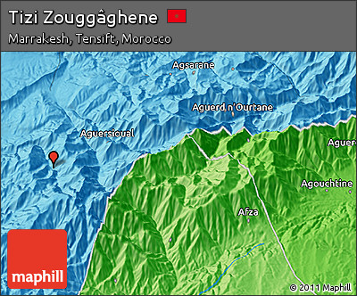 Political 3D Map of Tizi Zouggâghene