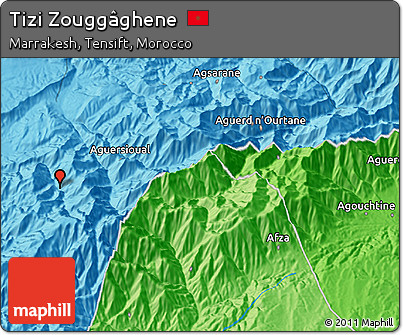 Political 3D Map of Tizi Zouggâghene