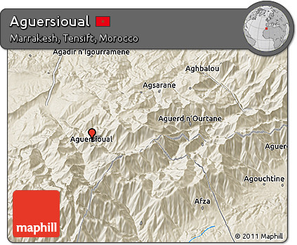 Shaded Relief 3D Map of Aguersioual