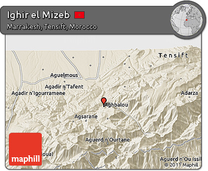 Shaded Relief 3D Map of Ighir El Mizeb