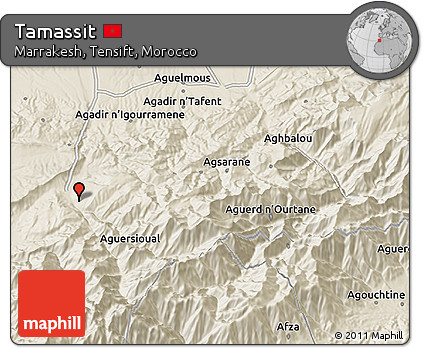 Shaded Relief 3D Map of Tamassit