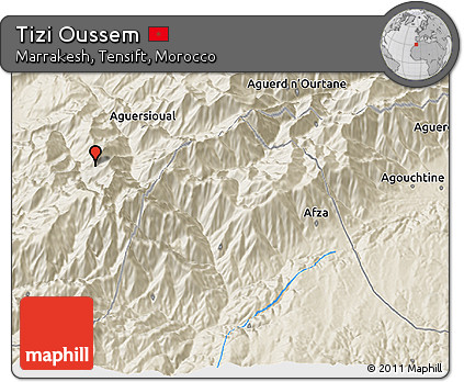 Shaded Relief 3D Map of Tizi Oussem