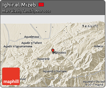 Shaded Relief 3D Map of Ighir El Mizeb