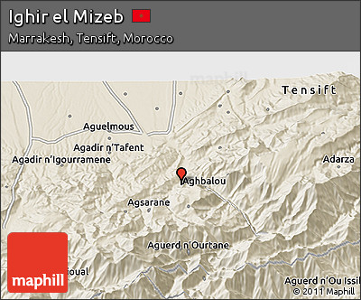 Shaded Relief 3D Map of Ighir El Mizeb