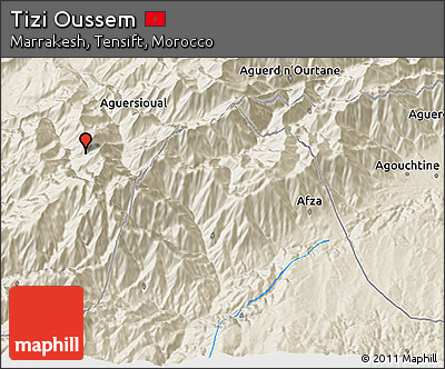 Shaded Relief 3D Map of Tizi Oussem