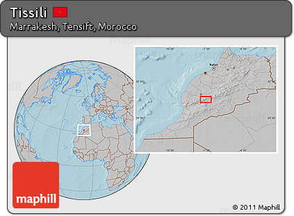 Gray Location Map of Tissili, hill shading