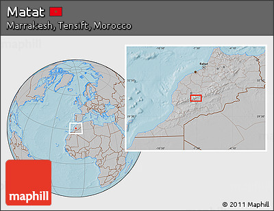 Gray Location Map of Matat, hill shading