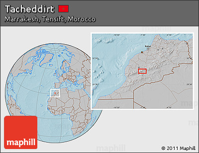 Gray Location Map of Tacheddirt, hill shading