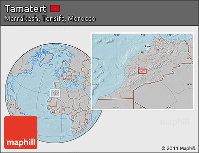 Gray Location Map of Tamatert, hill shading