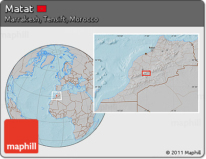 Gray Location Map of Matat, hill shading