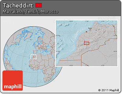 Gray Location Map of Tacheddirt, hill shading